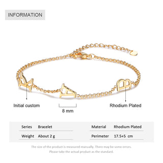 Personalized Rhodium Plated LetterBracelet
