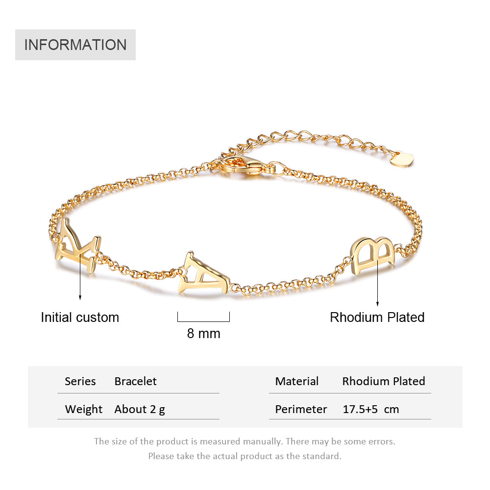 Personalized Rhodium Plated LetterBracelet