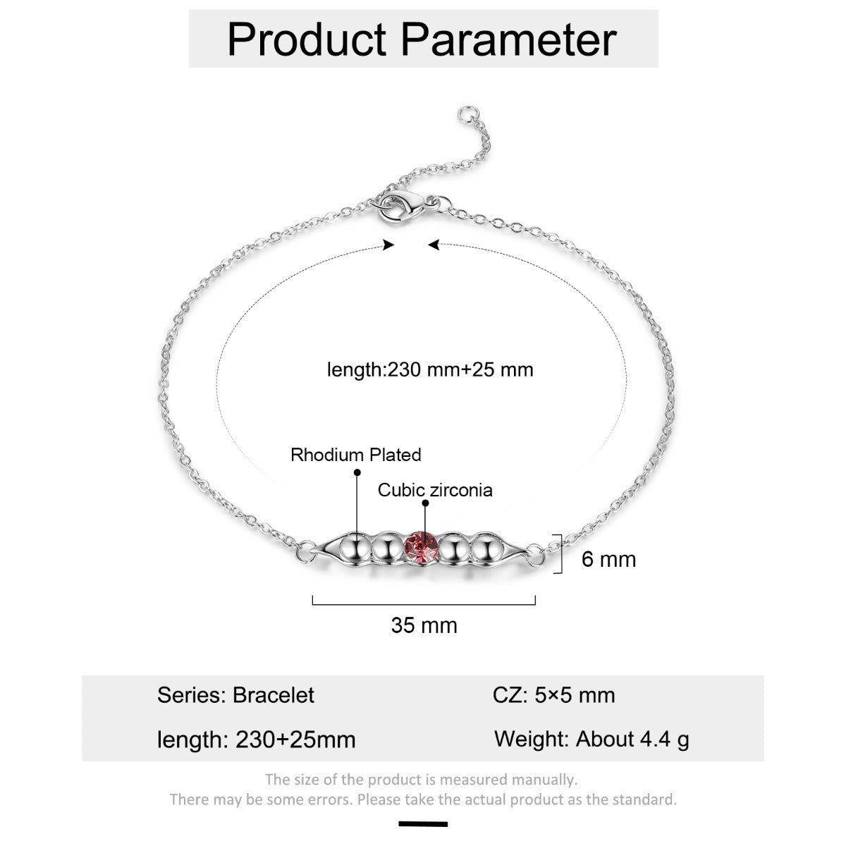 Rhodium Plated Birthstone Bracelet