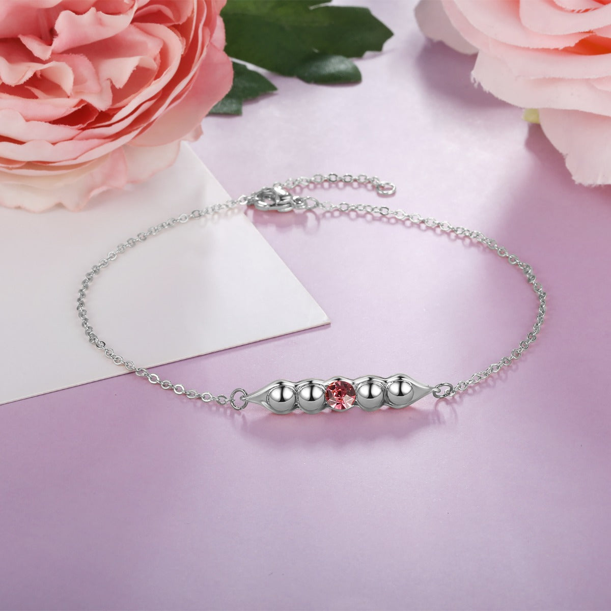 Rhodium Plated Birthstone Bracelet