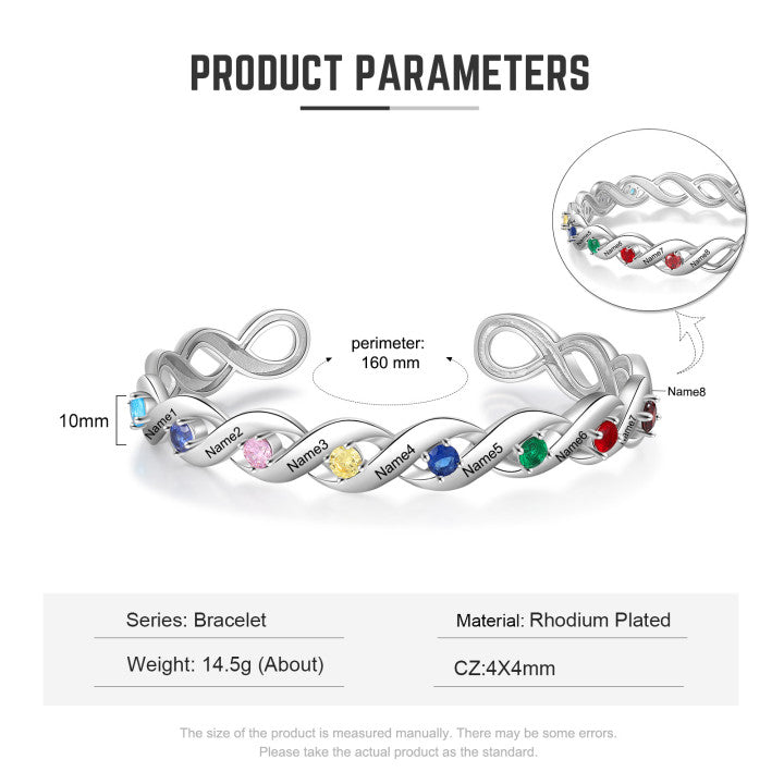 Birthstone Rhodium Plated Birthstone Bangle Bracelet