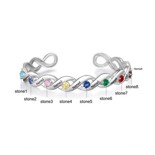 Birthstone Rhodium Plated Birthstone Bangle Bracelet