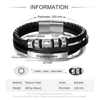 Personalized Titanium Steel Charm Bead Bracelet