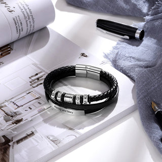 Personalized Titanium Steel Charm Bead Bracelet