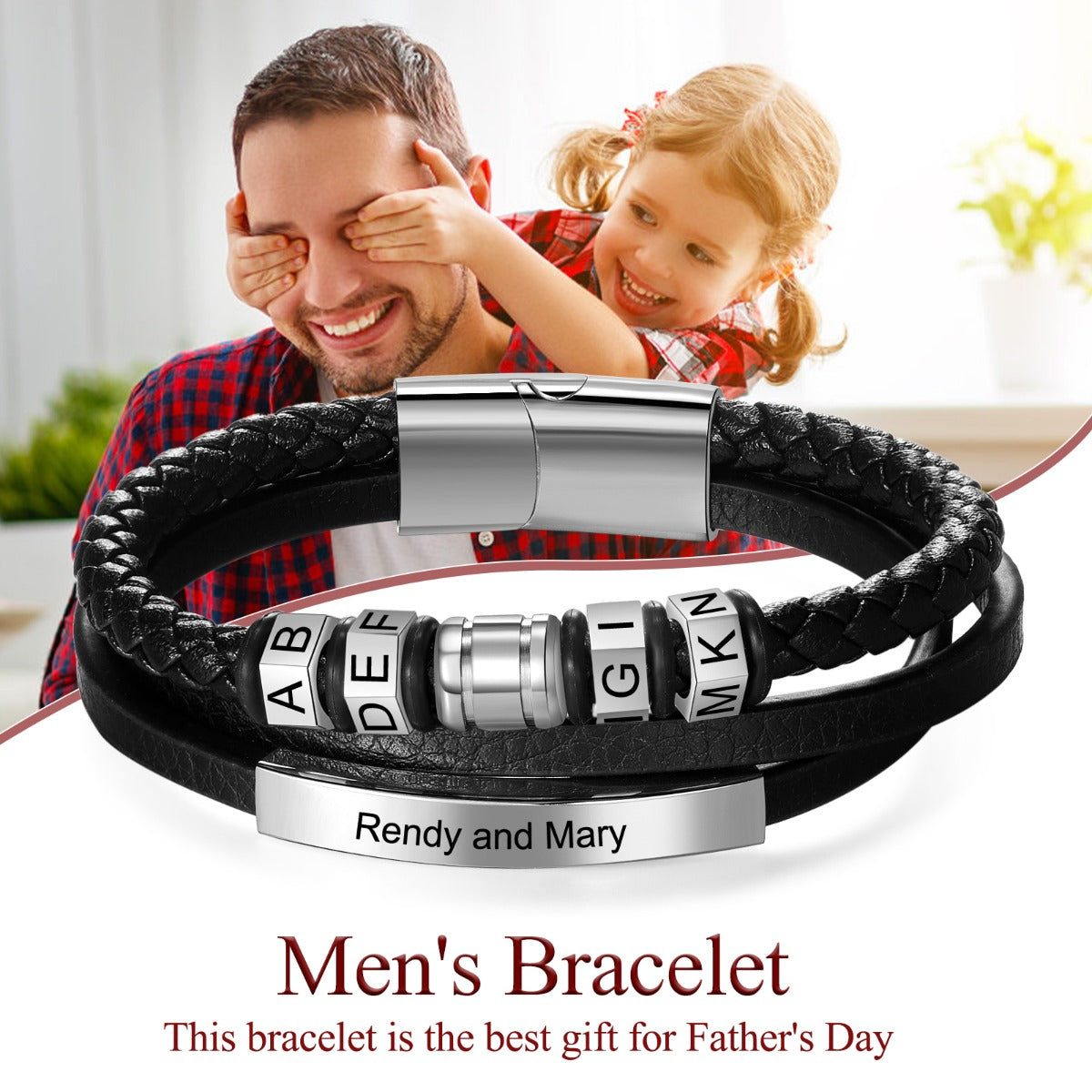 Personalized Titanium Steel Charm Bead Bracelet