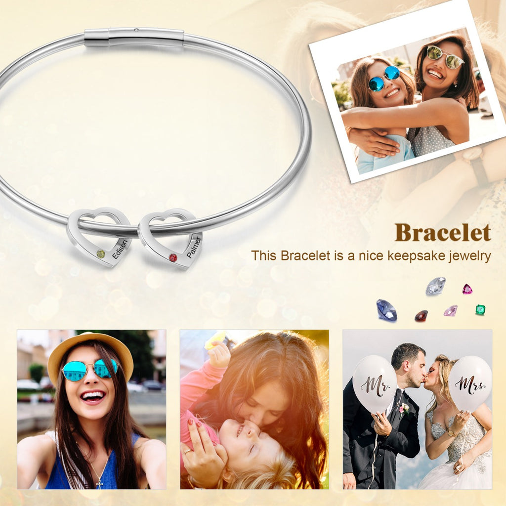 Engraved Stainless Steel Bangle Bracelet