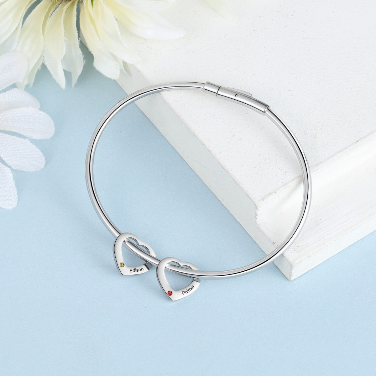 Engraved Stainless Steel Bangle Bracelet