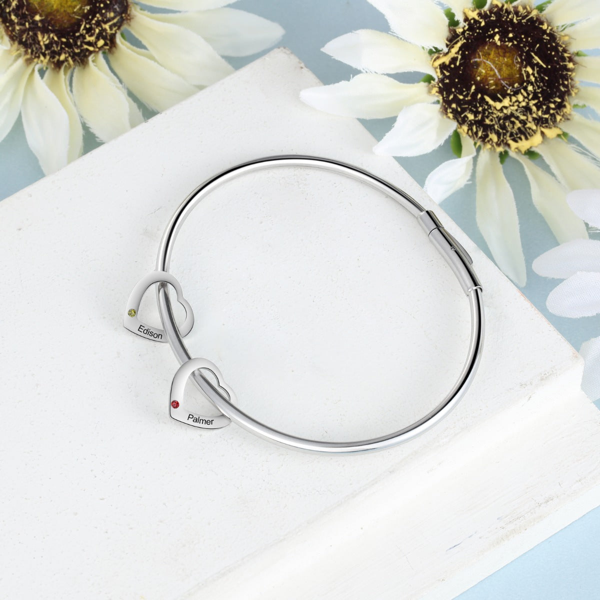 Engraved Stainless Steel Bangle Bracelet
