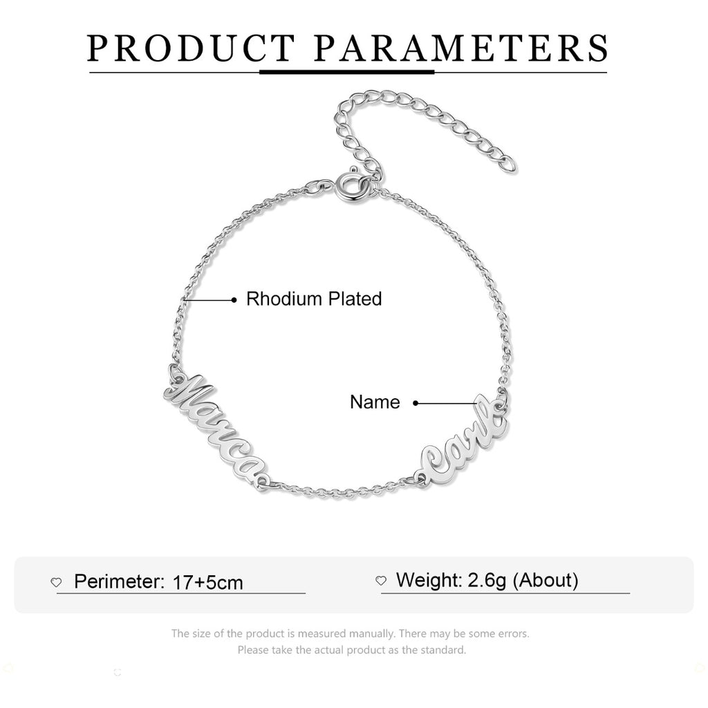 Personalized Rhodium Plated Name Custom Bracelet
