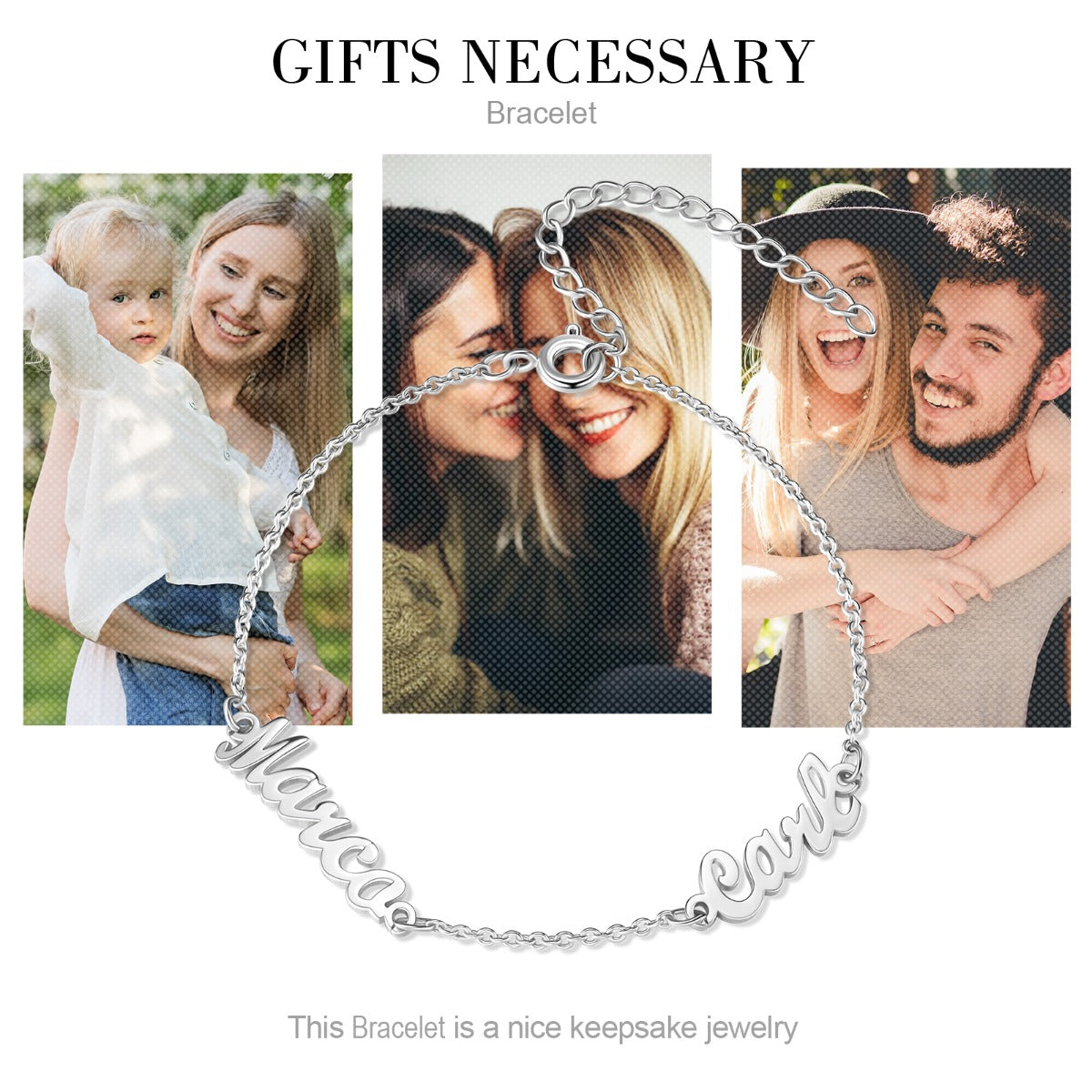Personalized Rhodium Plated Name Custom Bracelet