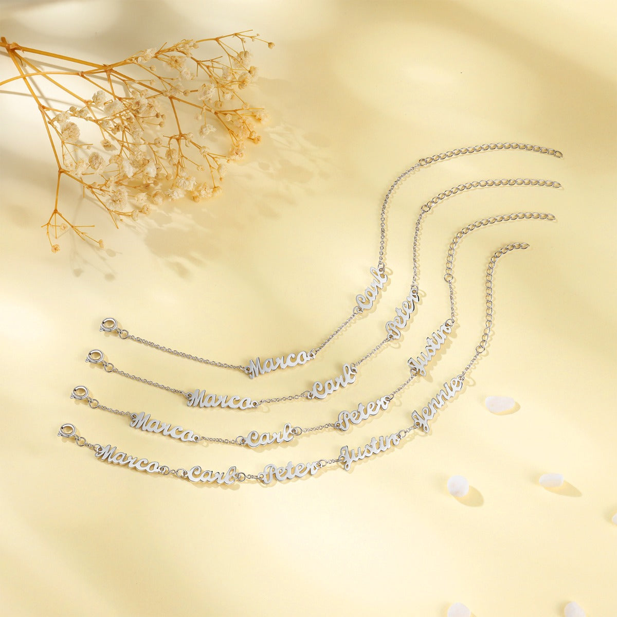 Personalized Rhodium Plated Name Custom Bracelet