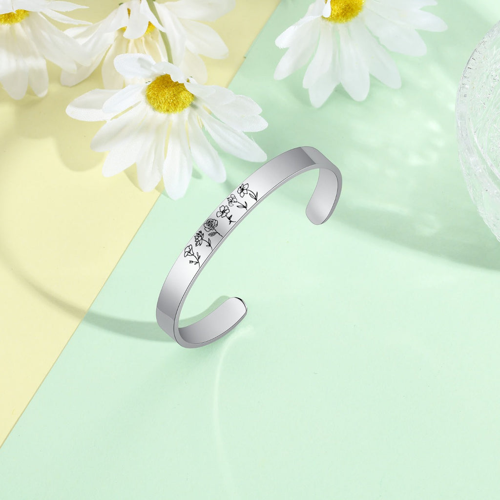 Stainless Steel Birthflower Bracelet