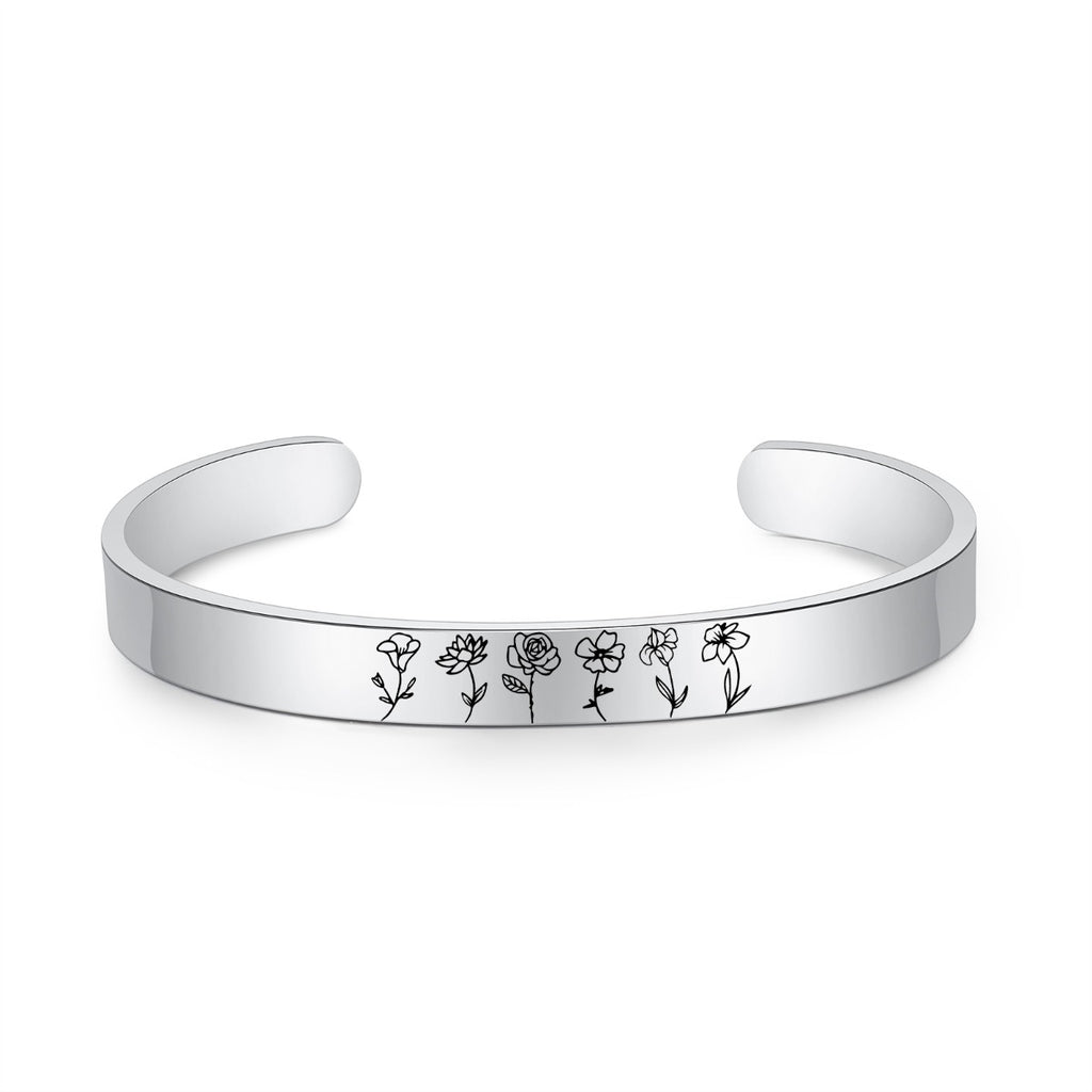 Stainless Steel Birthflower Bracelet