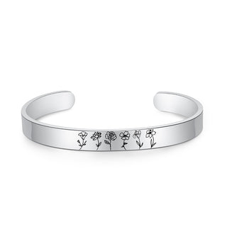 Stainless Steel Birthflower Bracelet