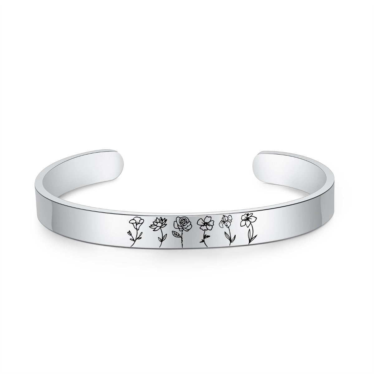 Stainless Steel Birthflower Bracelet