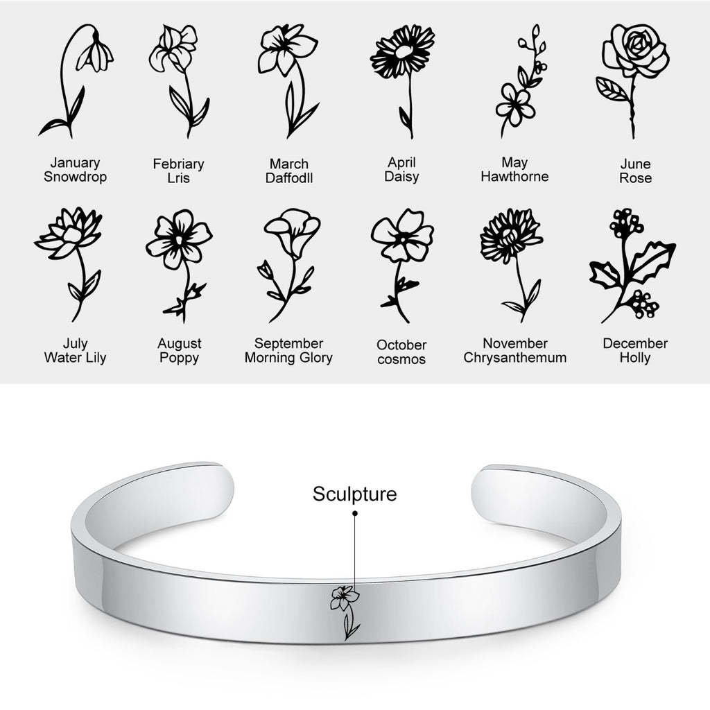 Stainless Steel Birthflower Bracelet
