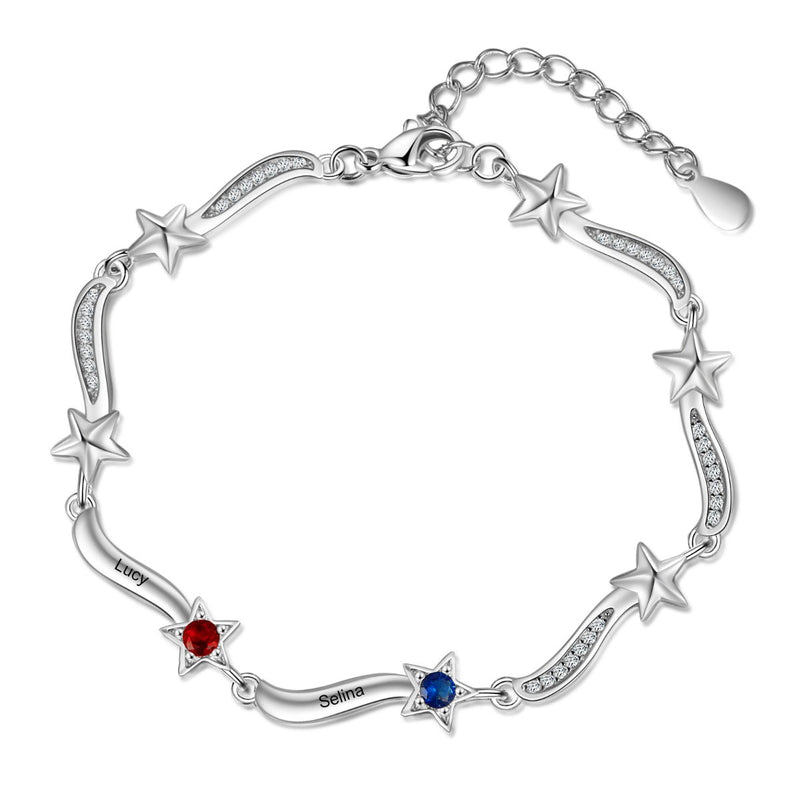 Rhodium Plated Star CZ Bracelet