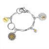 Rhodium Plated Sunflower and Bee Bracelet