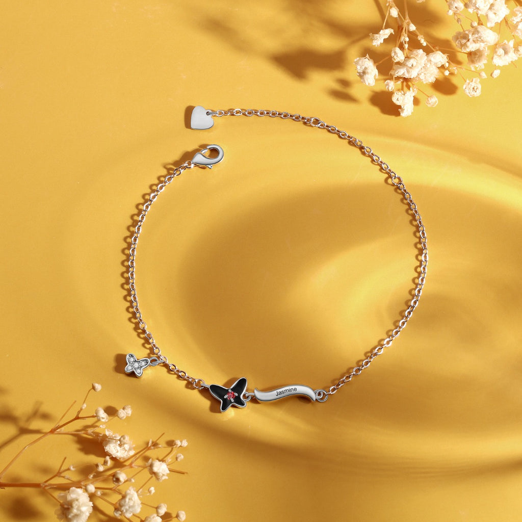 Copper Birthstone Butterfly Bracelet
