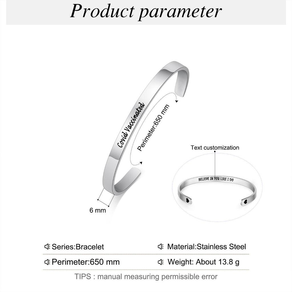 Have Been Vaccinated Engraved Stainless Steel Bracelet