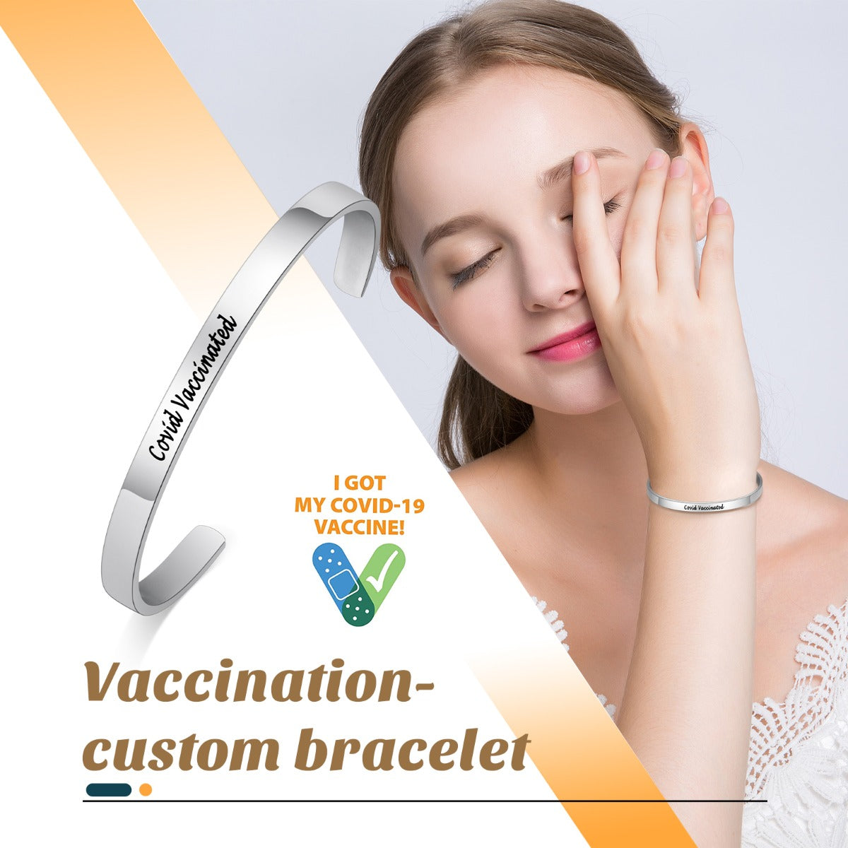Have Been Vaccinated Engraved Stainless Steel Bracelet