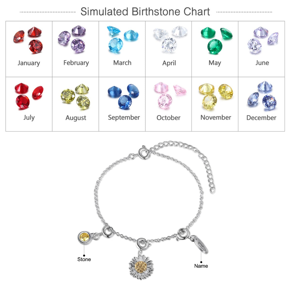 Sunflower CZ Charm Bracelet