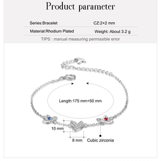 Personalized  Rhodium Plated Butterfly Bracelet