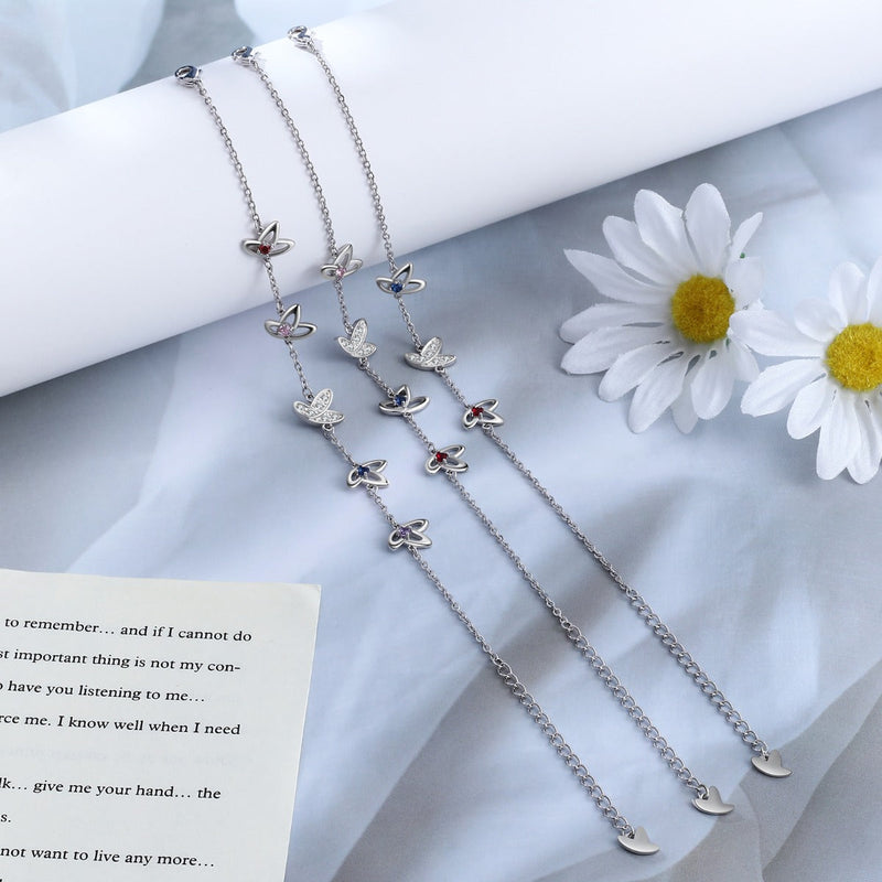 Personalized  Rhodium Plated Butterfly Bracelet