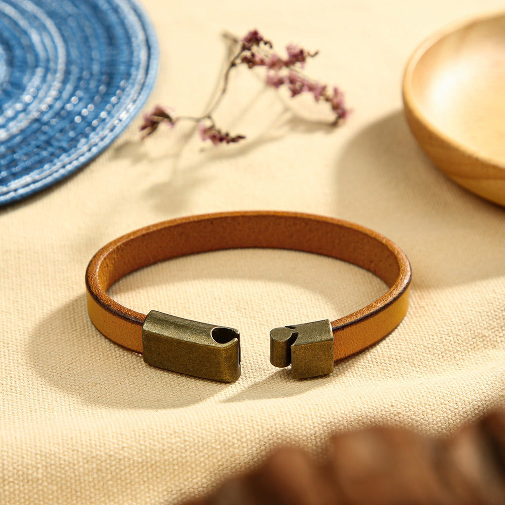 Personalized  Stainless Steel PU Leather Bracelet