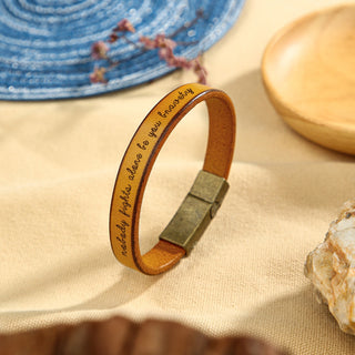 Personalized  Stainless Steel PU Leather Bracelet