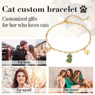 Rhodium Plated Cat Bracelet