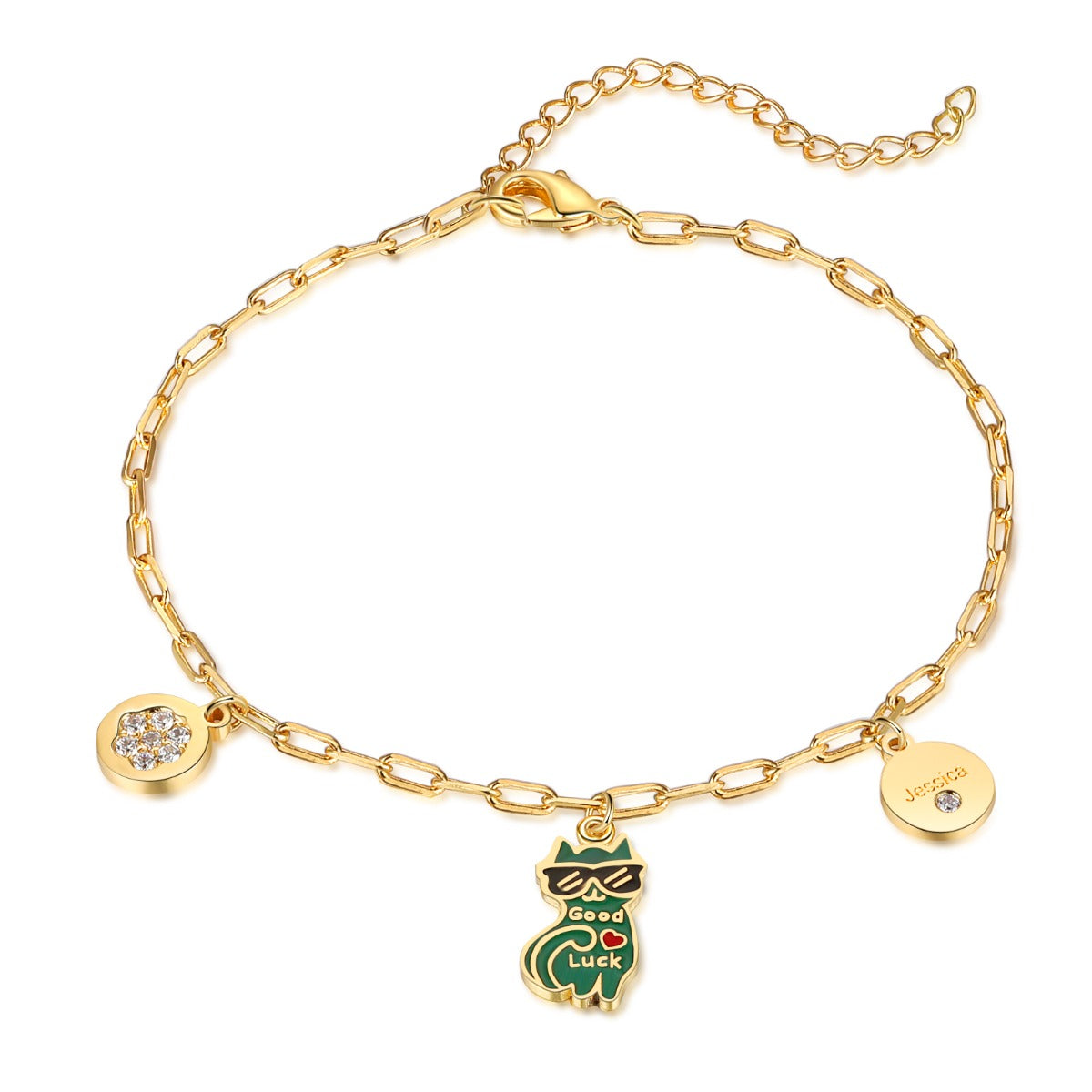 Rhodium Plated Cat Bracelet