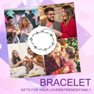 Rhodium Plated Heart Shape Birthstone Bracelet