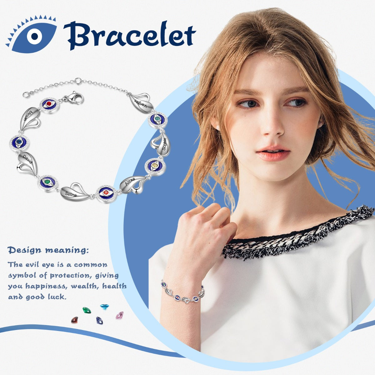 Personalized Evil Eye Bracelet