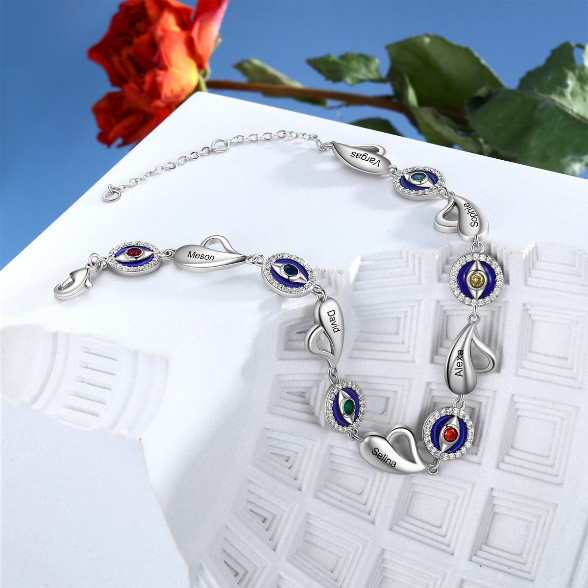 Personalized Evil Eye Bracelet