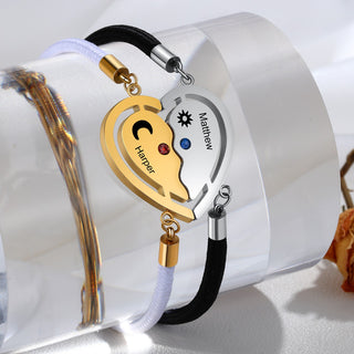 Personalized Heart Shape Couple Bracelet