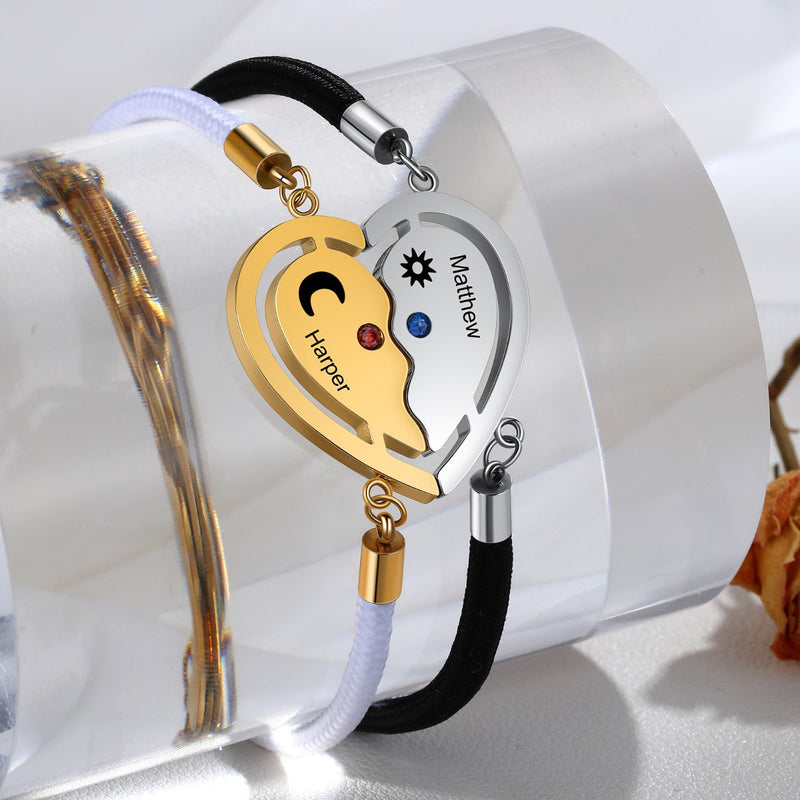 Personalized Heart Shape Couple Bracelet
