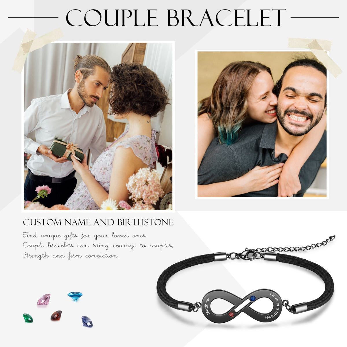 Personalized Stainless Steel Infinity Couple Bracelet