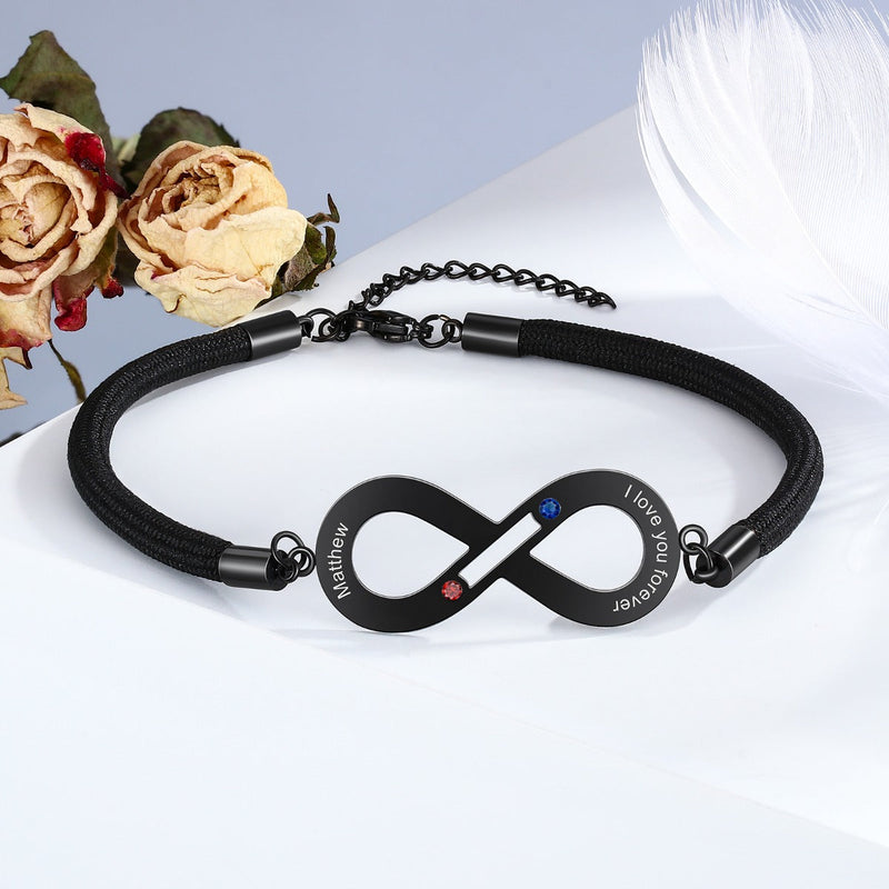 Personalized Stainless Steel Infinity Couple Bracelet