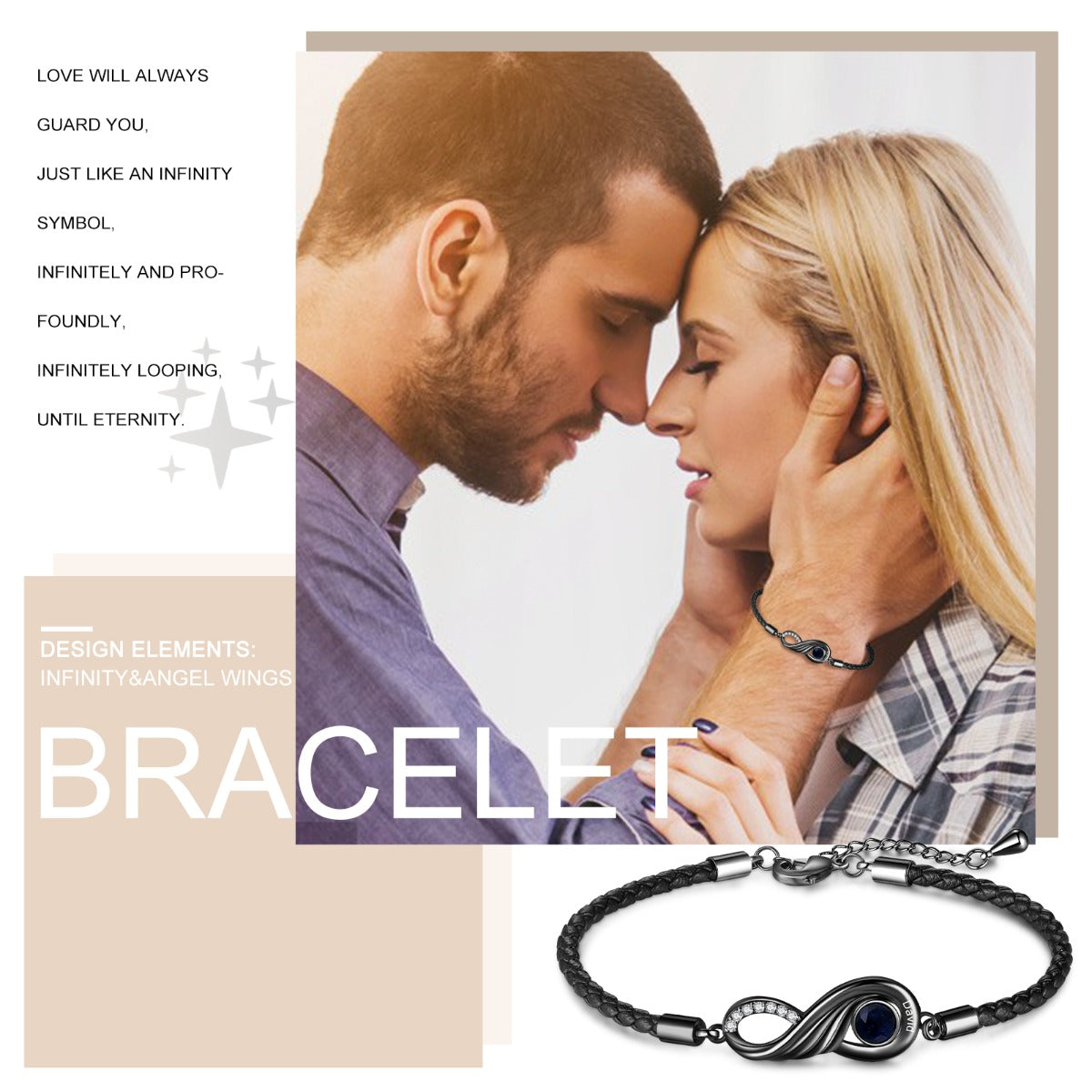 Rhodium Plated Infinity Couple Bracelet
