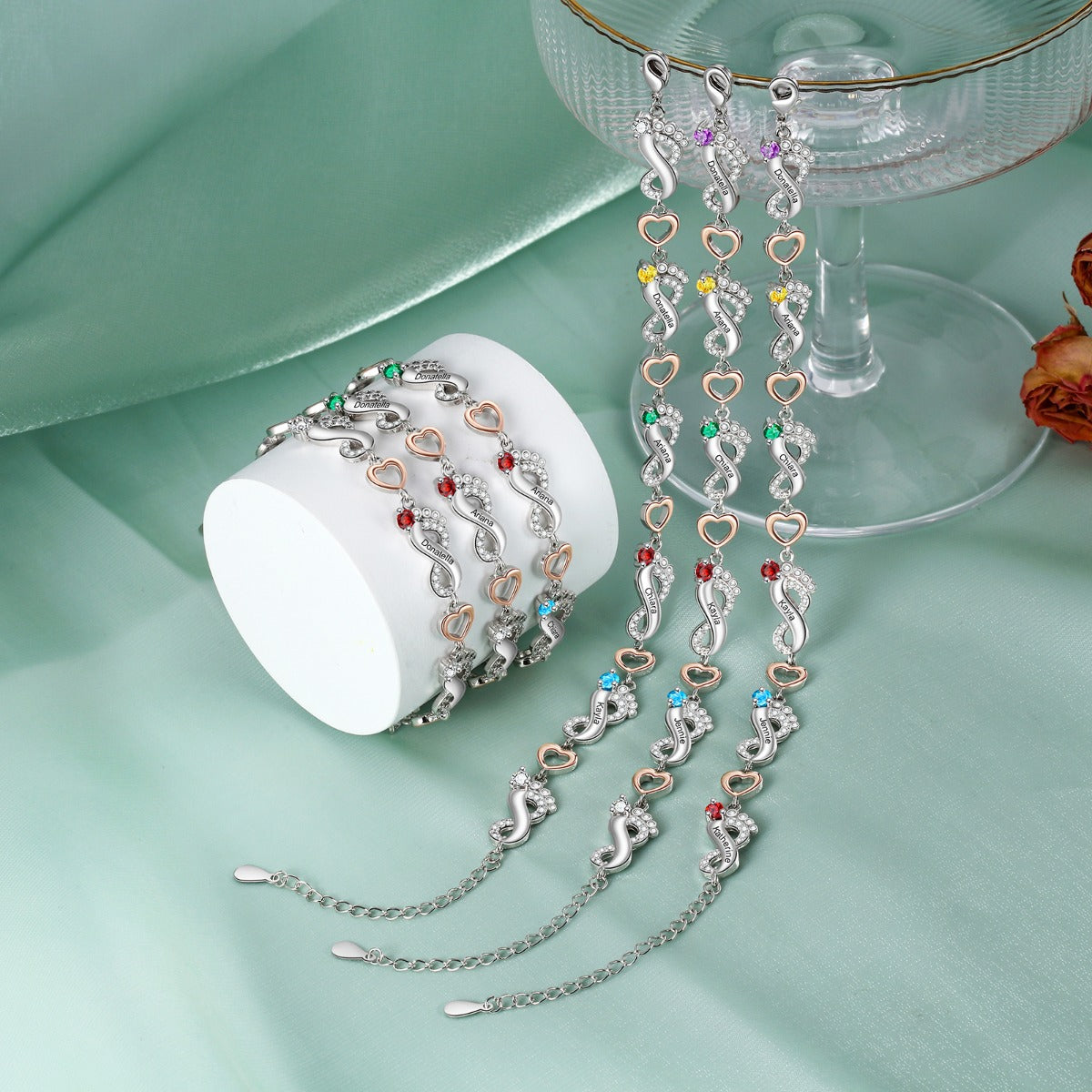 Rhodium Plated Feet Bracelet
