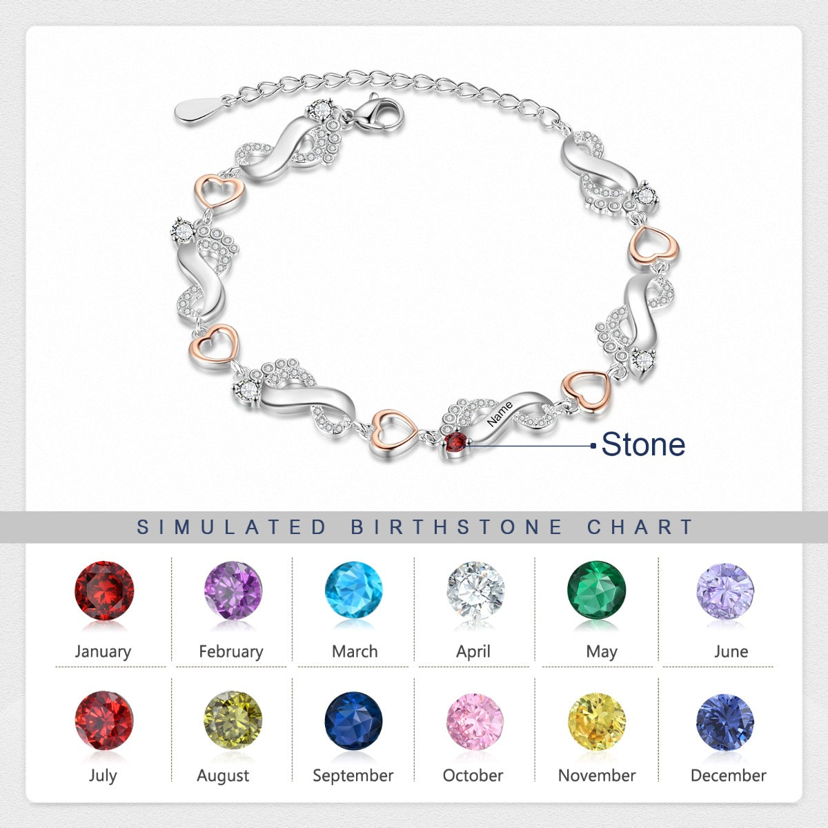 Rhodium Plated Feet Bracelet