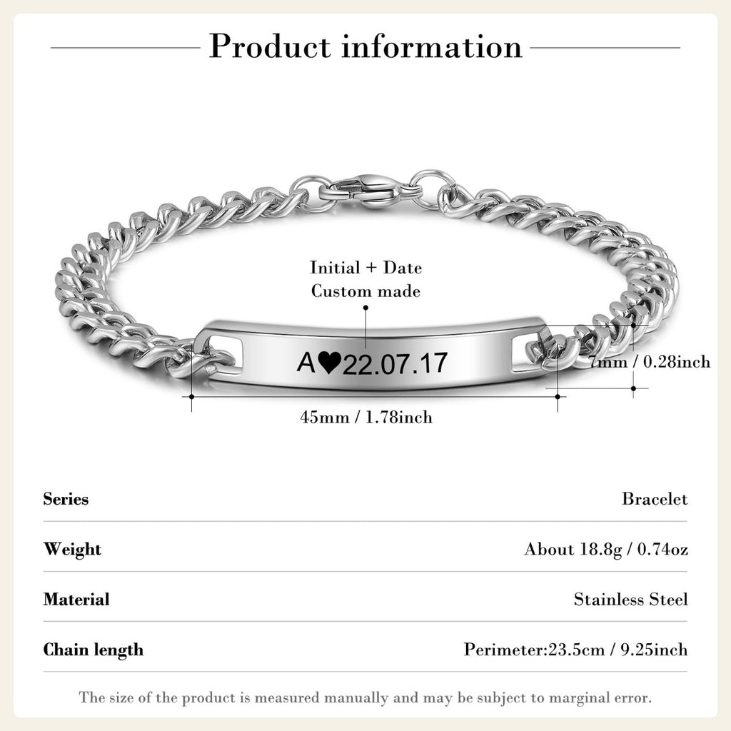 Personalized Stainless Steel Couple Bracelet