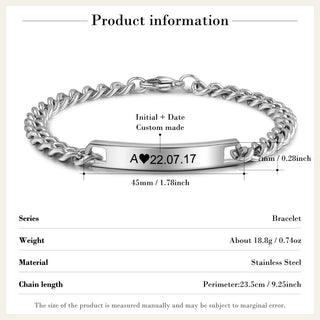 Personalized Stainless Steel Couple Bracelet