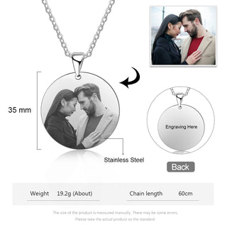 Engraved Stainless Steal Photo Necklace