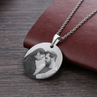 Engraved Stainless Steal Photo Necklace