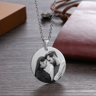 Engraved Stainless Steal Photo Necklace