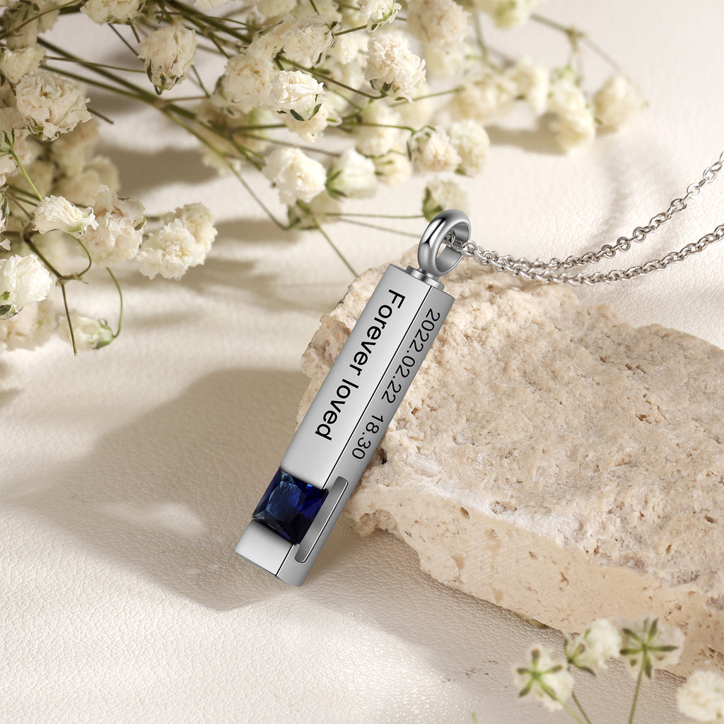 Custom Vertical Bar Ashes Necklace