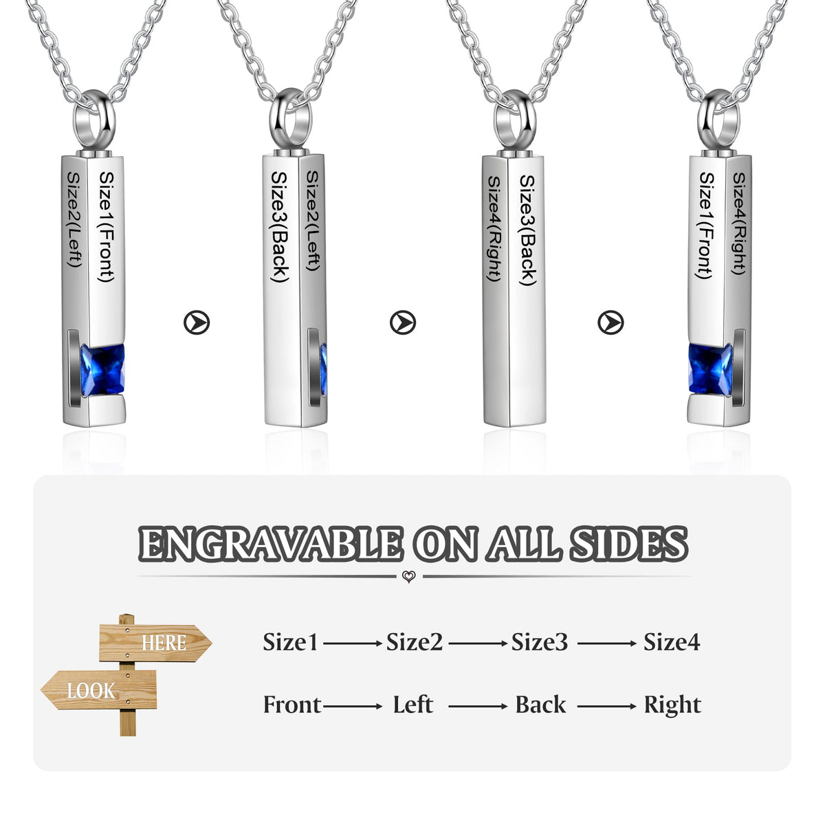 Custom Vertical Bar Ashes Necklace