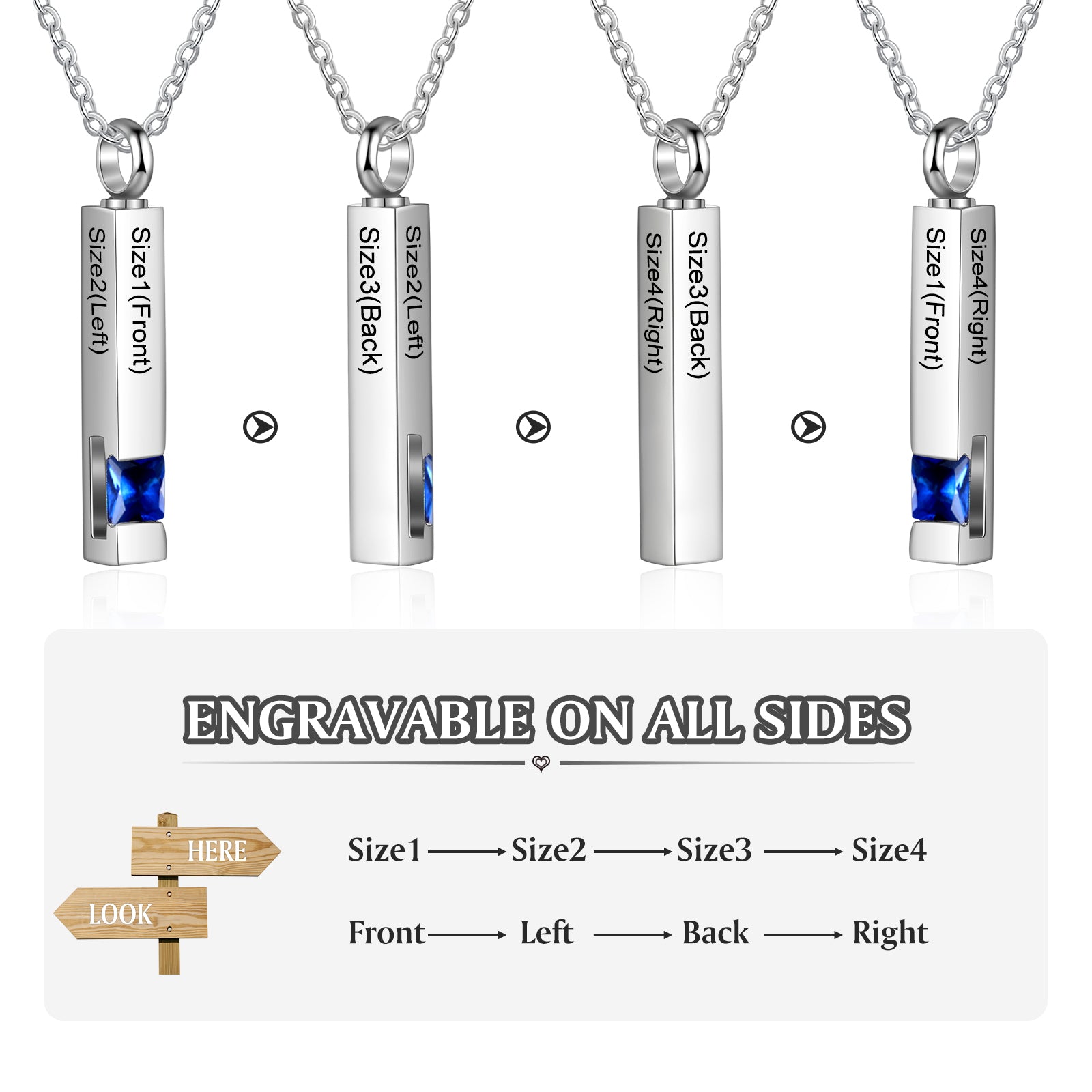 Custom Vertical Bar Ashes Necklace